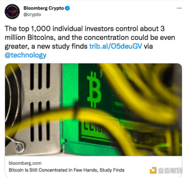 研究:前1000名个人投资者控制着约300万个比特币 - 屯币呀