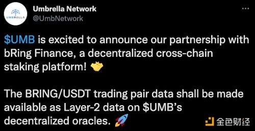 DeFi预言机Umbrella Network与bRing Finance达成合作 - 屯币呀